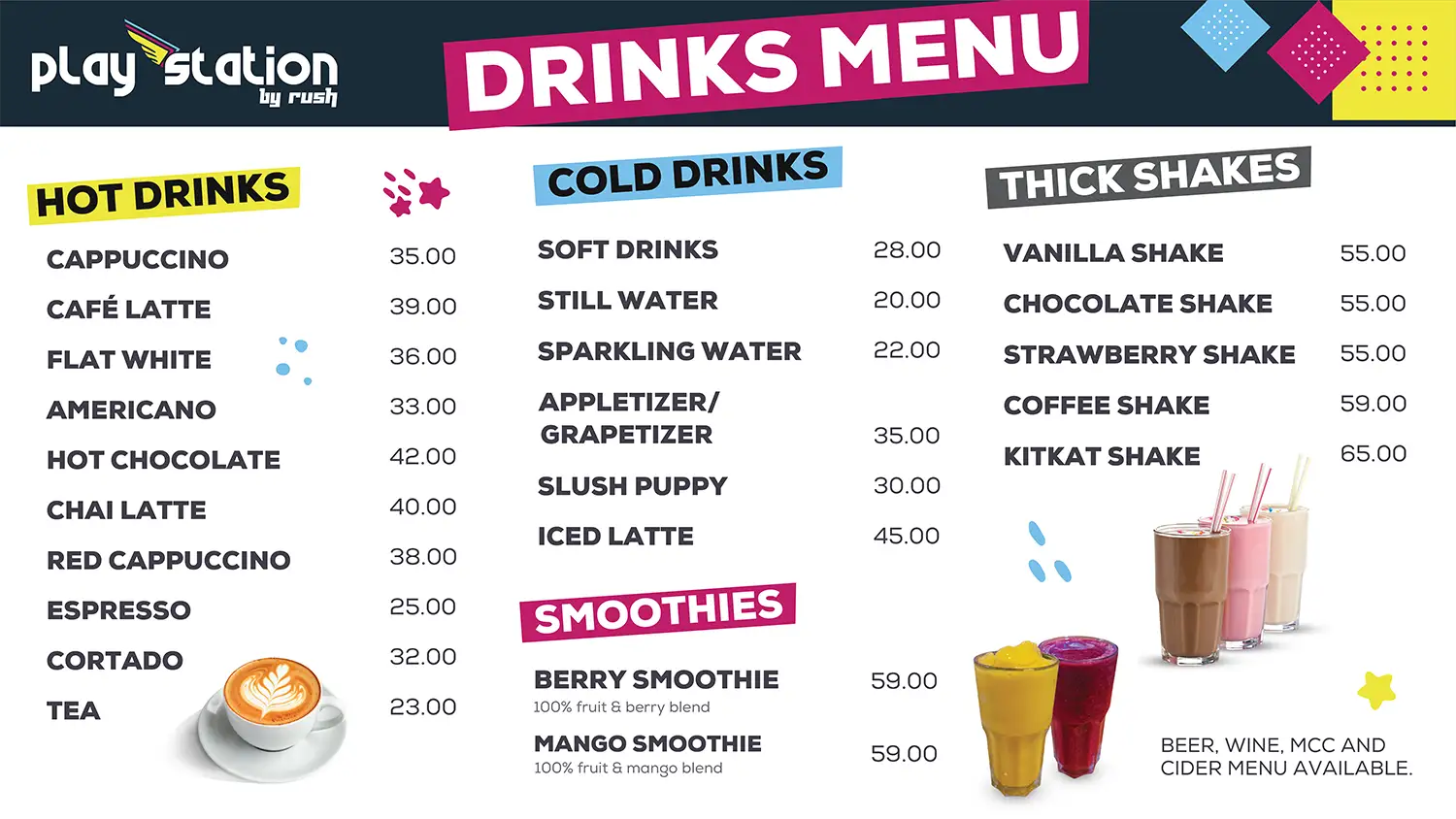 Cafe - Drinks Menu | Playstation by Rush
